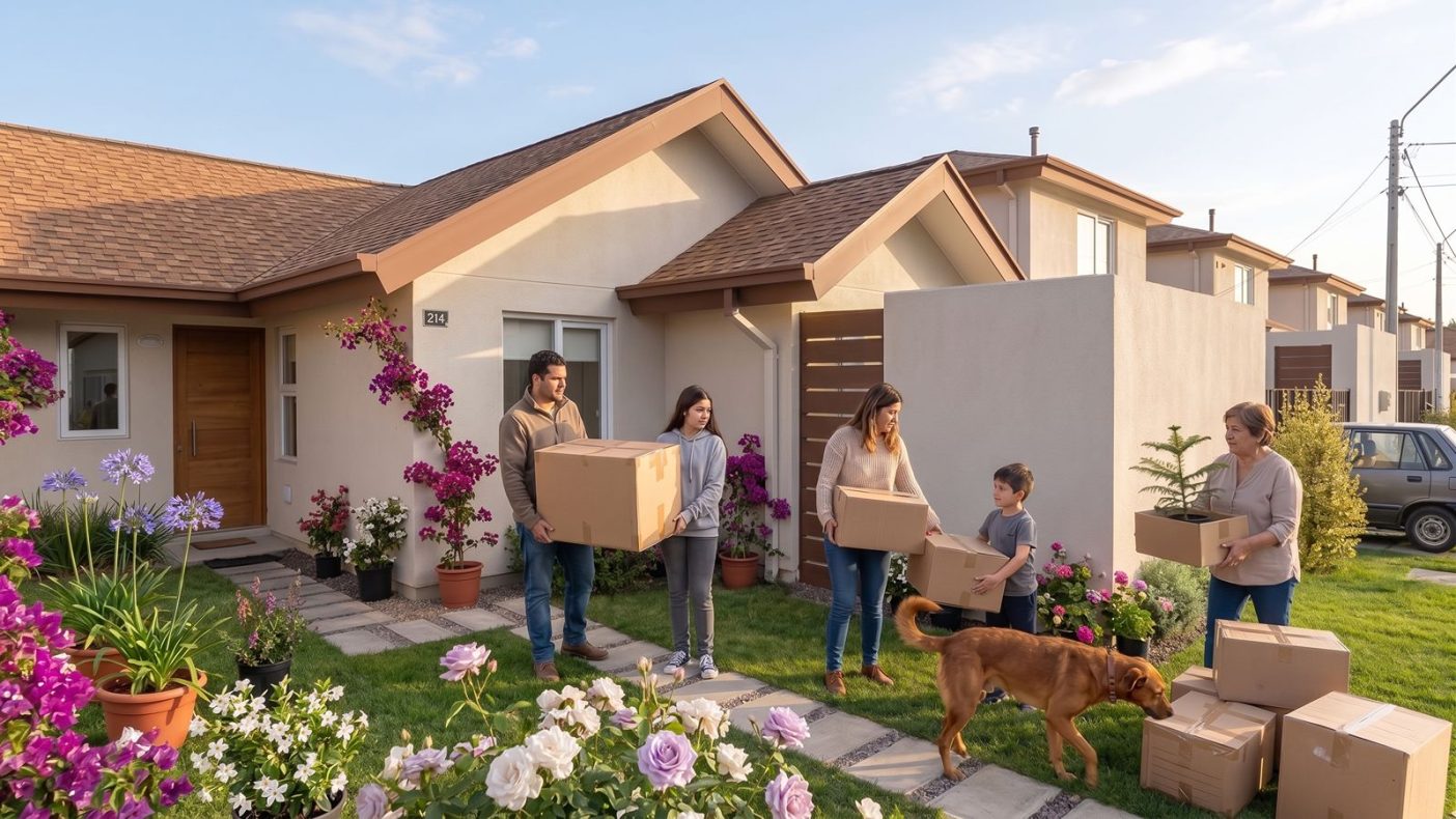 Familias realizando una mudanza en su nueva casa de Inmobiliaria PY