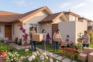 Familias realizando una mudanza en su nueva casa de Inmobiliaria PY